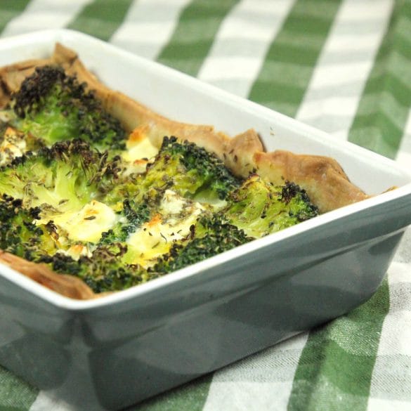 glutenvrije hartige taart met prei en broccoli
